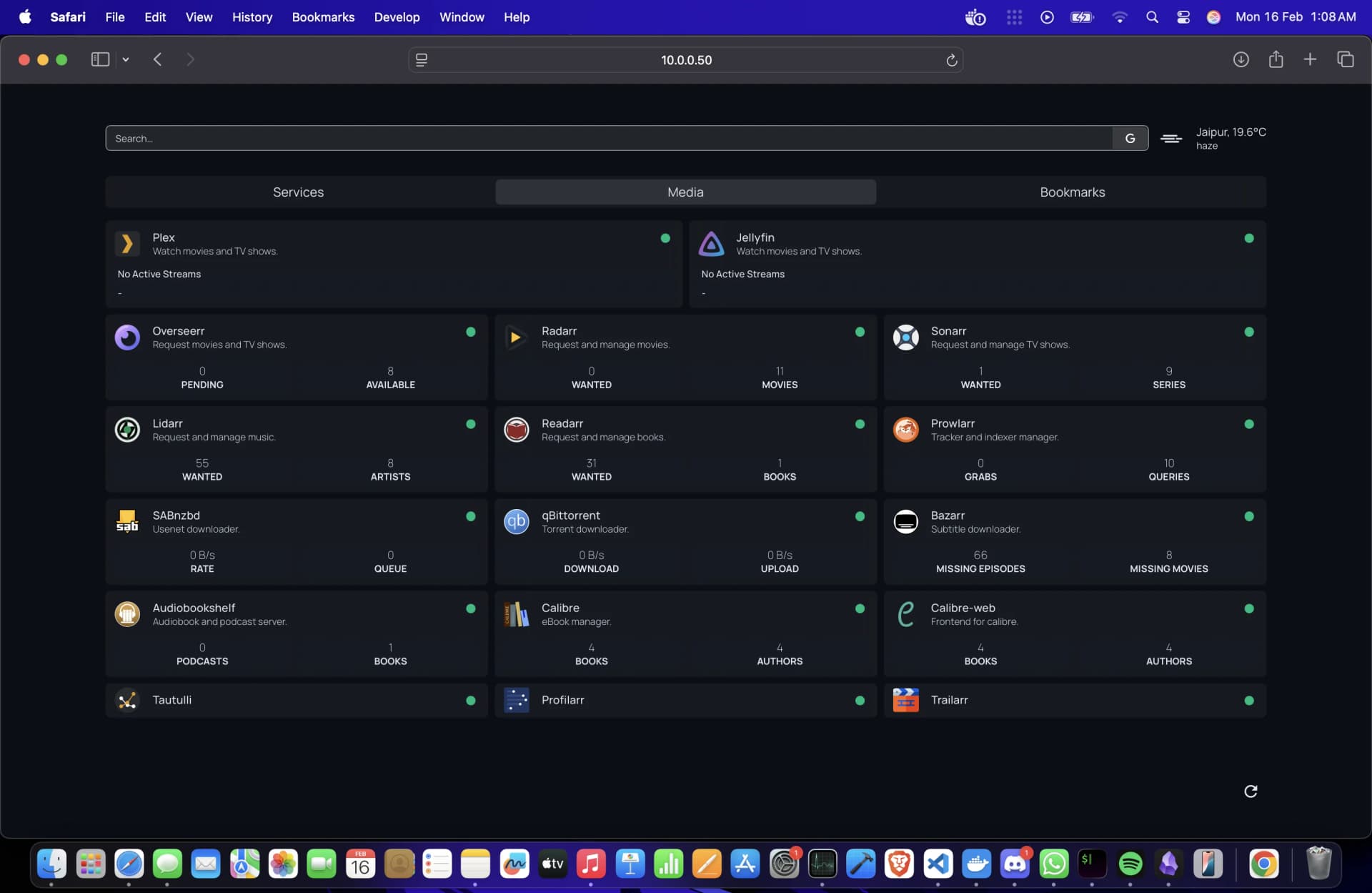Media services dashboard